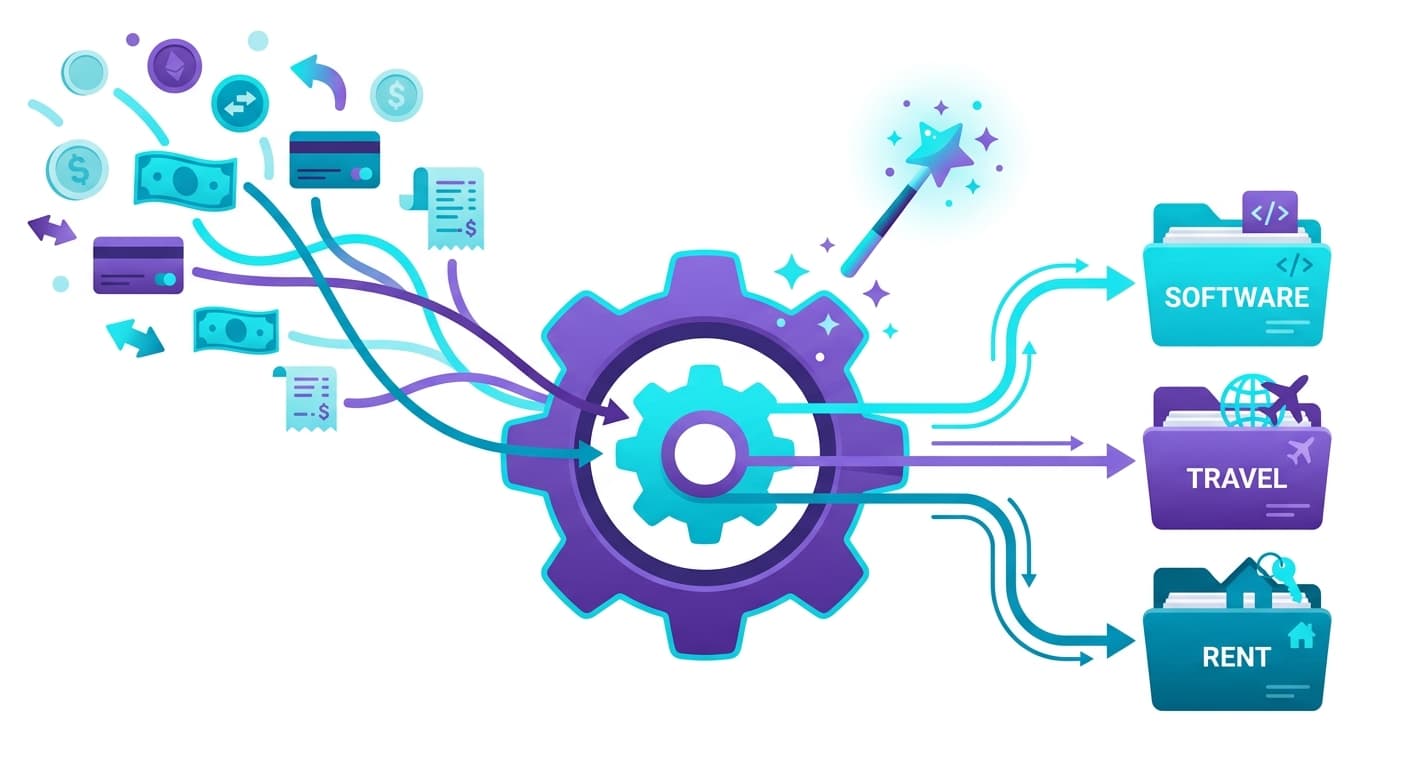 Auto-coding rules sorting transactions into labeled category buckets