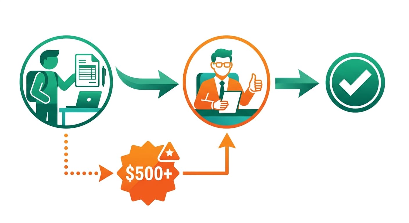 Expense approval workflow showing employee submission routing to manager approval