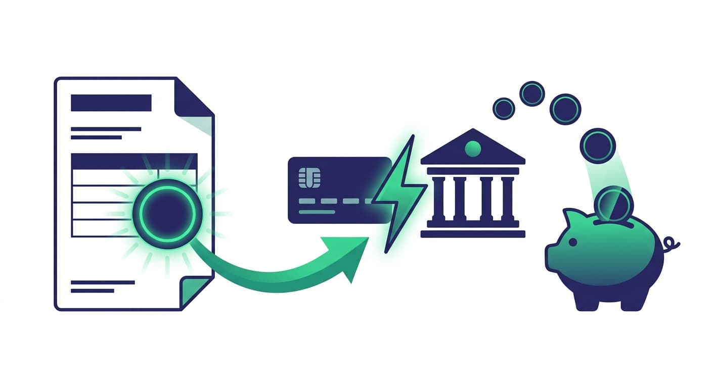 Invoice with Pay Now button connected to card and bank payment options