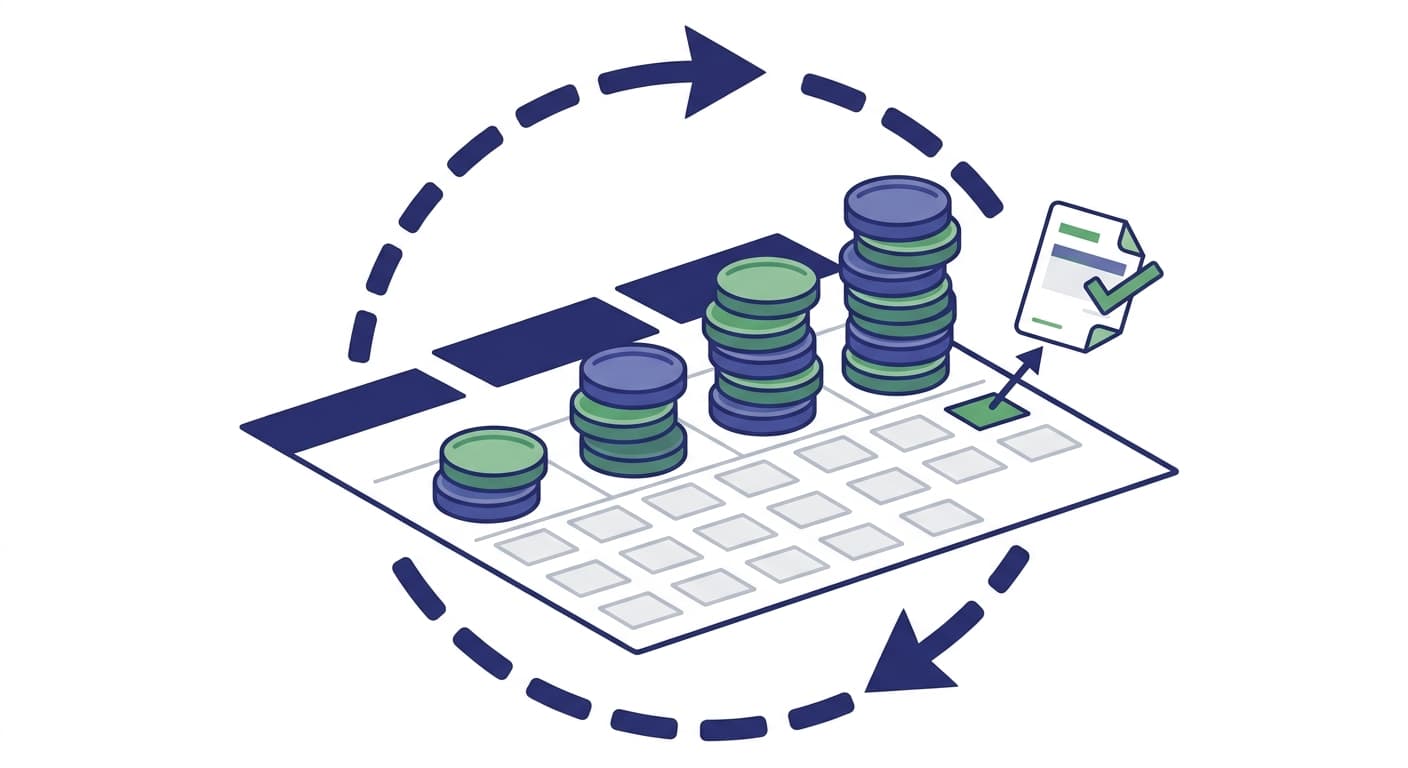 Recurring billing calendar showing auto-sent invoices each month