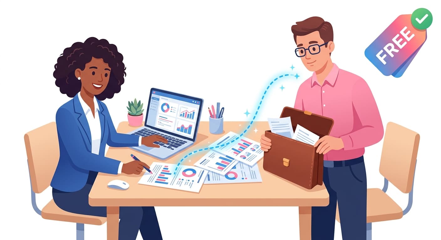 Business owner and accountant collaborating on shared financial data