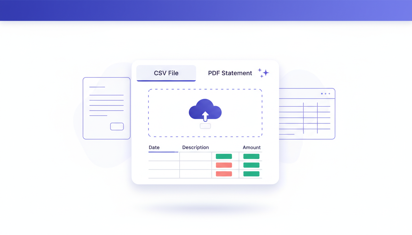 CSV import modal showing transaction preview